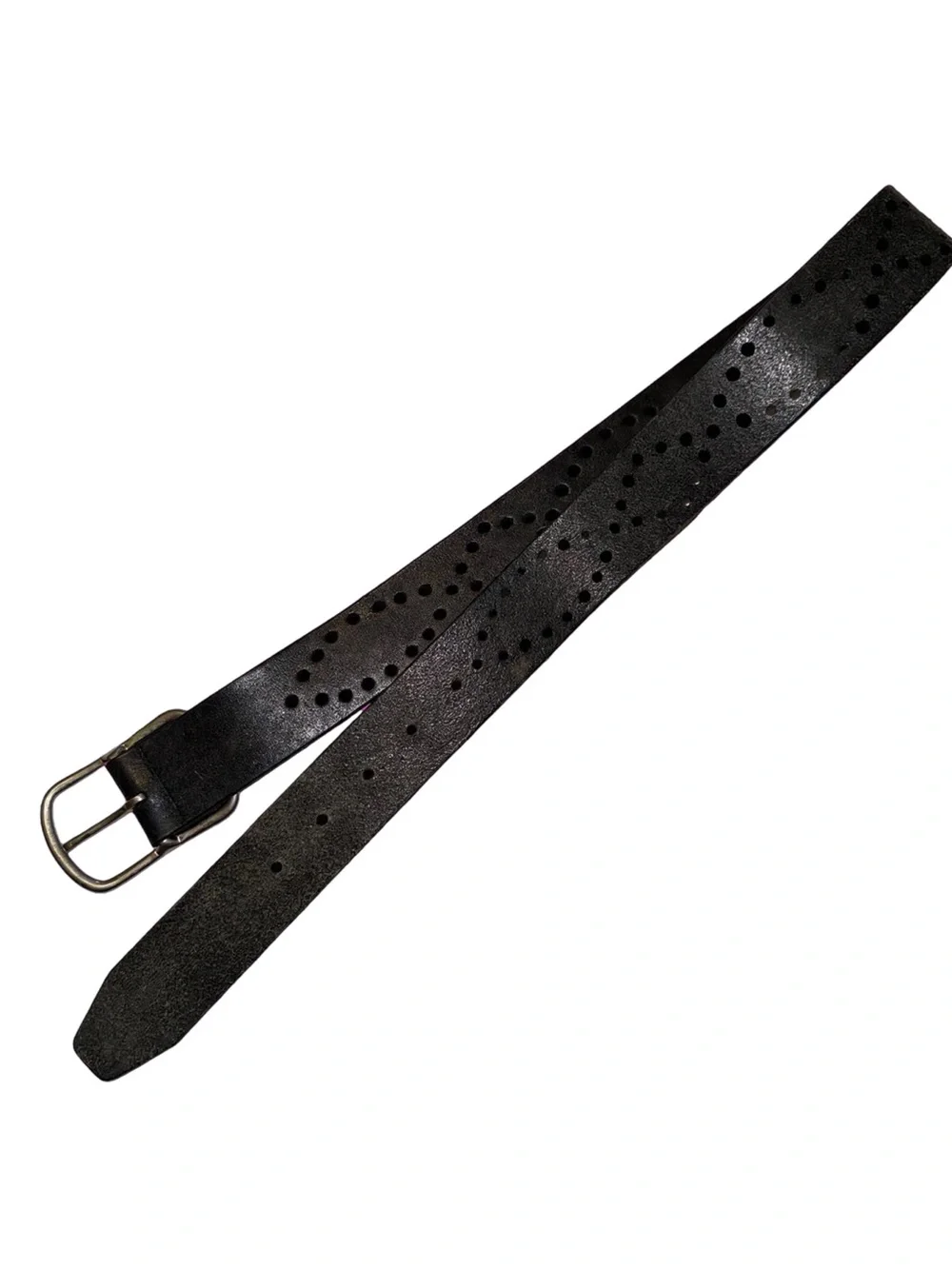 Vintage 90s Leather Belt Black Perforated Women's Small 30